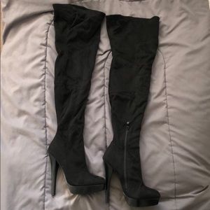 Bebe Over the Knee Gold Heel Boots